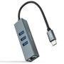 Nanocable Conversor USB-C a Ethernet Gigabit + 3XUSB 3.0 Gris Aluminio